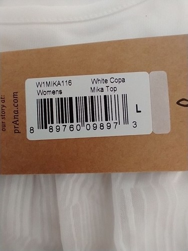 prAna Women's Mika Top Large White W1MIKA116 NEW - Picture 6 of 6
