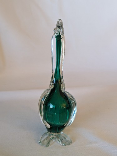 "De colección Murano Italia pato de vidrio verde esmeralda interior estatuilla transparente estatua 7" - Imagen 2 de 11