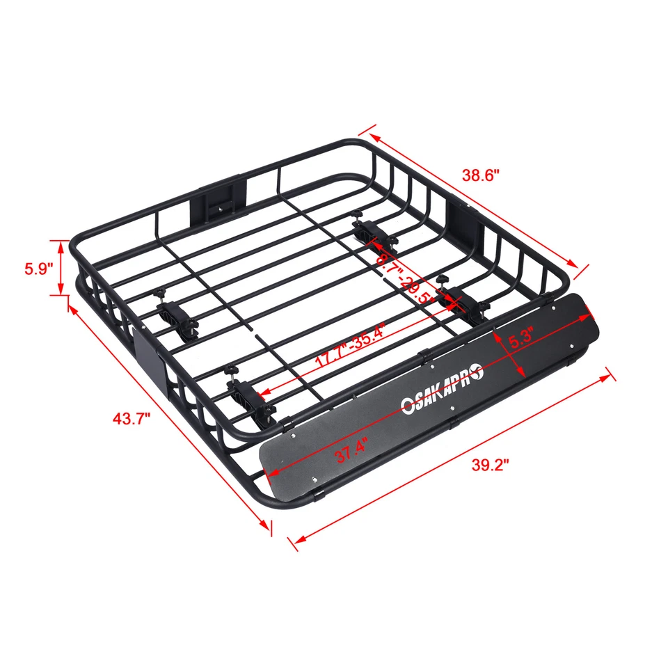For Ford 43" x 39" x 6" Rooftop Cargo Carrier Basket Roof Rack Luggage Holder - Изображение 2 из 4