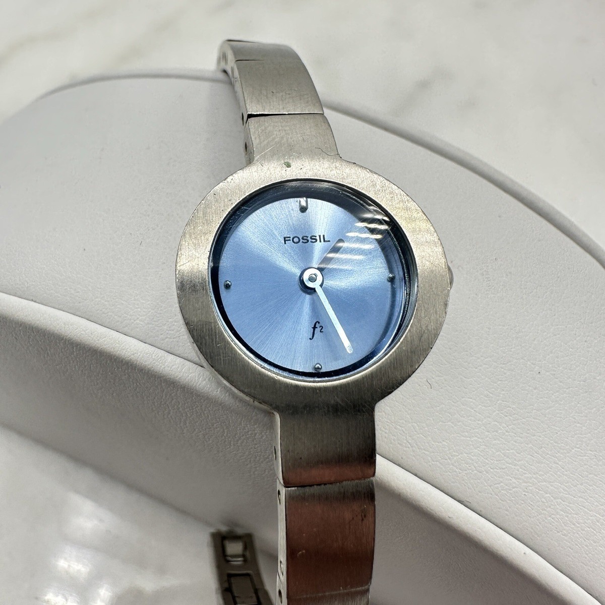 Fossil Watch Womens 20mm Blue Dial Steel Silver Tone 6.5\