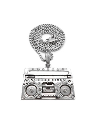ICE BLING BOOMBOX PENDANT WITH BOX CHAIN
