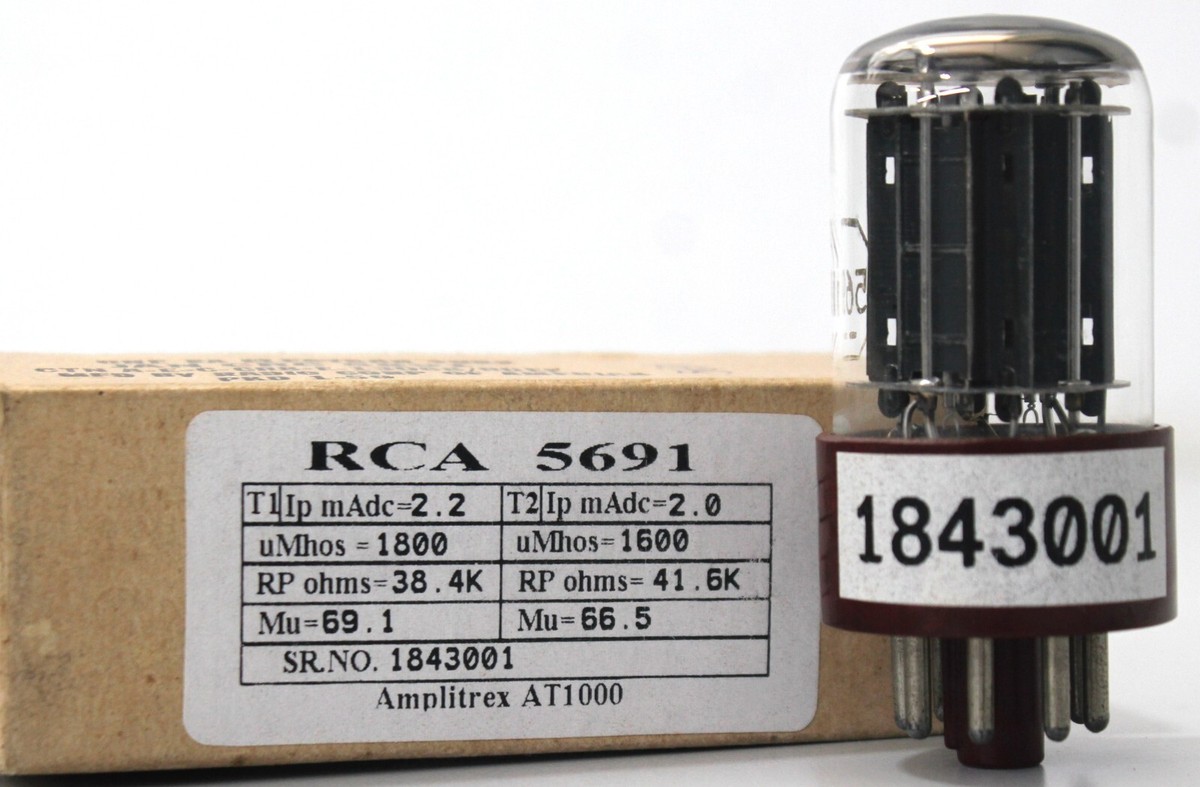 2 Vintage RCA Red Base 5691 Tubes -tested 6sl7gt for sale