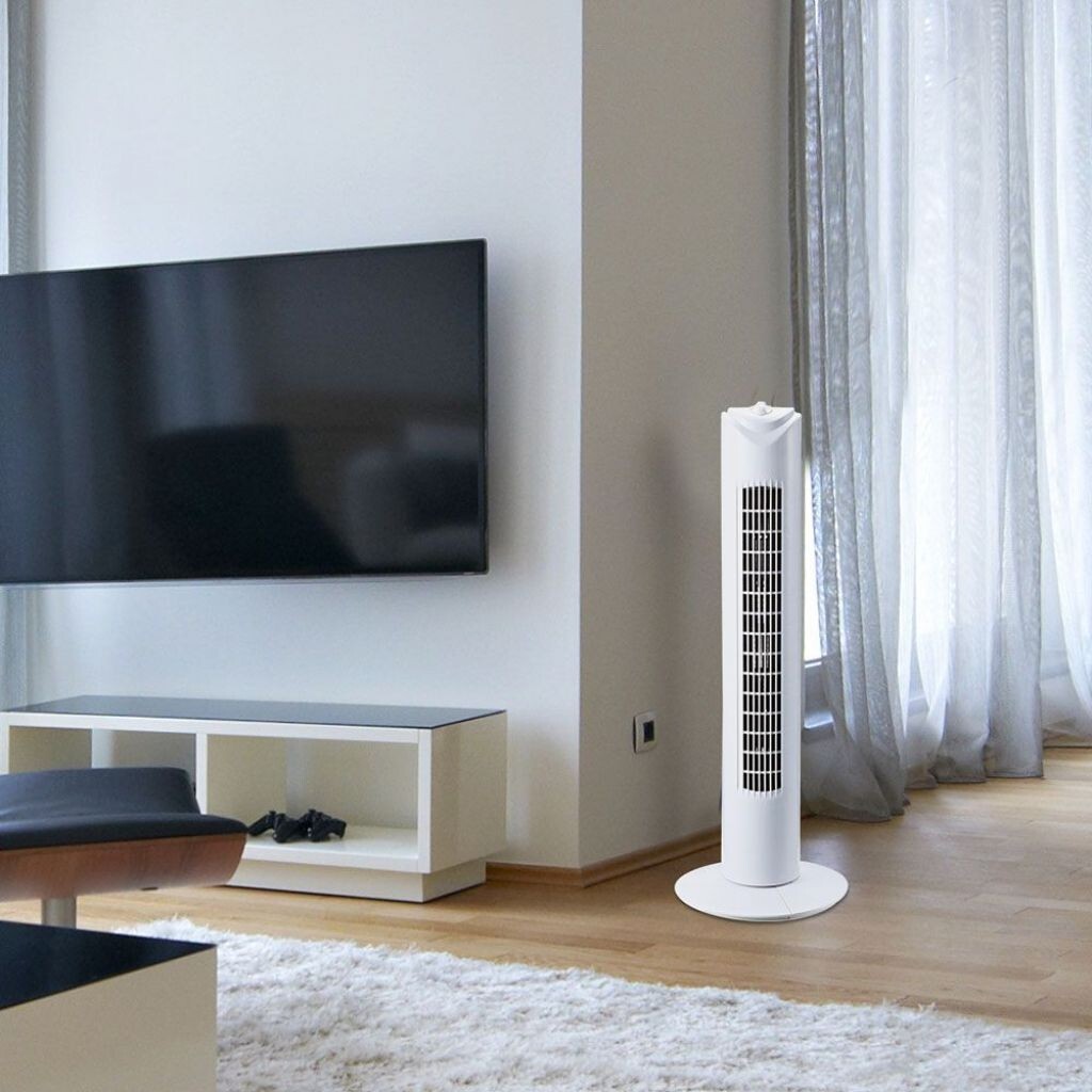 Ventilatore A Torre Senza Pale HOOMEI HM-8295 - 50W, 3 Velocità Touch, Design Moderno Silenzioso
