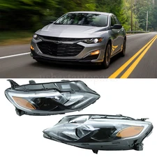 Pair Halogen Headlights Headlamps W/Bulb Left Right For Chevy Malibu 2019-2021