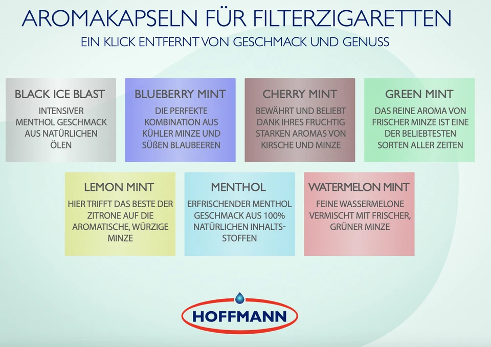 Hoffmann Kapsel Kugel Aromaperlen Zigaretten Filter Mint Flavour Capsule Natural - Bild 2 von 2