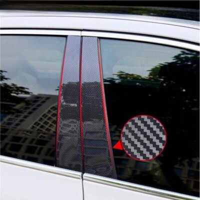 4Pcs Carbon Fiber Look Pillar Posts Window Door Trim Fit Skoda Yeti 2010-2017