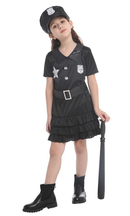 Juego de disfraces de oficial de policía para niñas para fiestas de Halloween juego de simulación 3 piezas