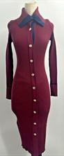 WHBM Women's Long Sleeve WINDSOR WINE Colorblock Sweater Dress Size Large