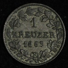 1869 German States Bavaria 1 Kreuzer Silver E396 ZXC