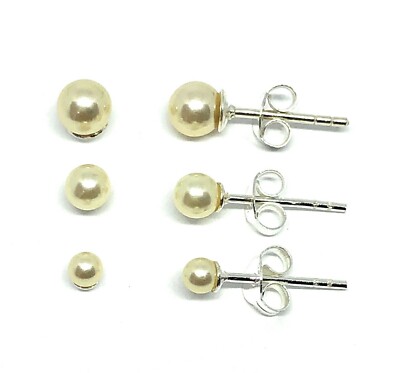 925 Sterling Silber kleine Perlen Kugel Ohrstecker 3, 4 oder 5 mm Durchmesser