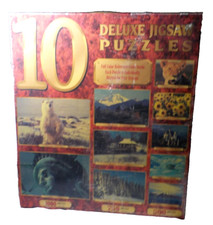 8 New Vintage  10 Full Size Deluxe Jigsaw Puzzles. 6750 Total Pieces  . 2 missing