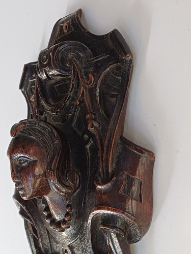 Rare Gothic antique wooden carved Queen plaque wall decoration interior romayne - Picture 6 of 14