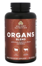 Ancient Nutrition Organs Blend 180 Caps Grass Fed Liver Heart Kidney 01/2026+