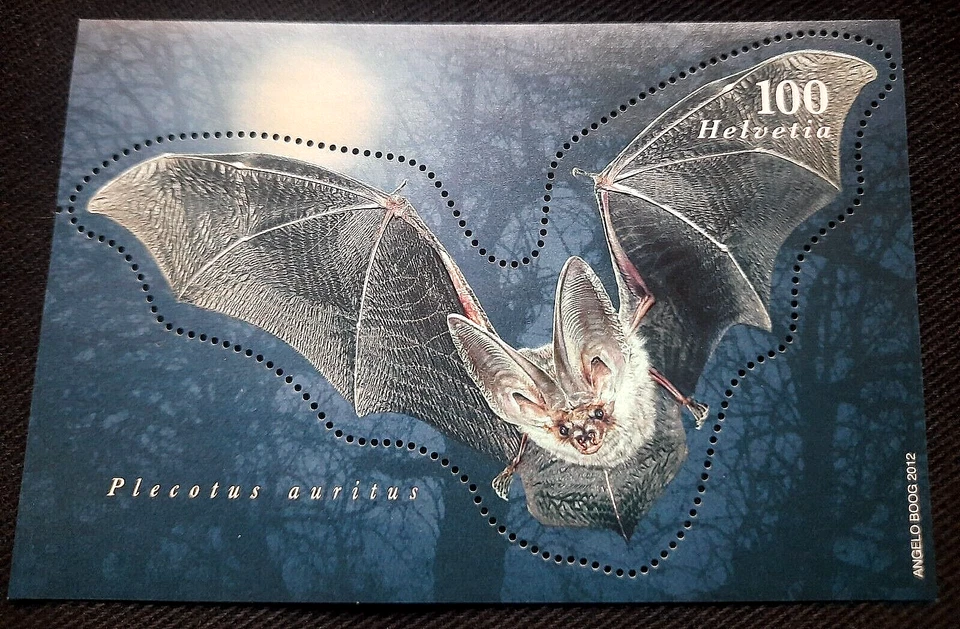 Switzerland - "BROWN LONG-EARED BAT" Unique Embossed MS + FDC 2012 - Image 4 of 4