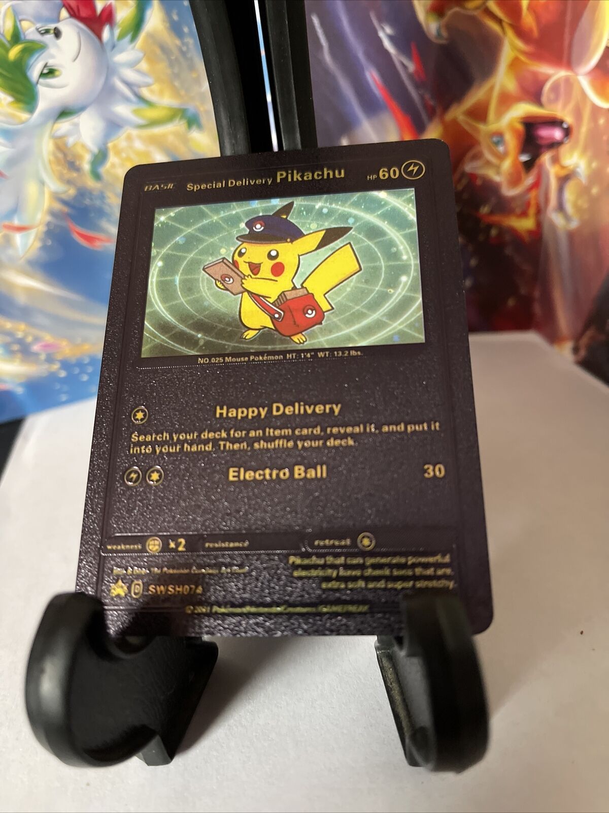 Pokemon Pikachu 70HP Black Foil Fan Art Card 075/073