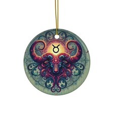 Colorful Zodiac Ceramic Ornament - Bohemian Decor, Unique Gift, Christmas