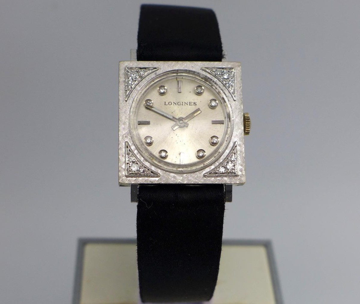 LONGINES Vintage 14kt White Gold Diamond Dial Diamonds on Case 