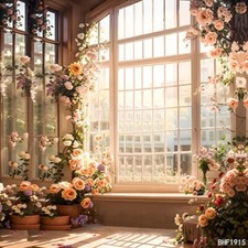 10'x10' CP Flower/Window Scenic Microfiber Fabric background backdrop BHF1915