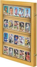 Trading Card Display Case USA 20 Ungraded Sport Top Loader TCG Wood Oak Cabinet