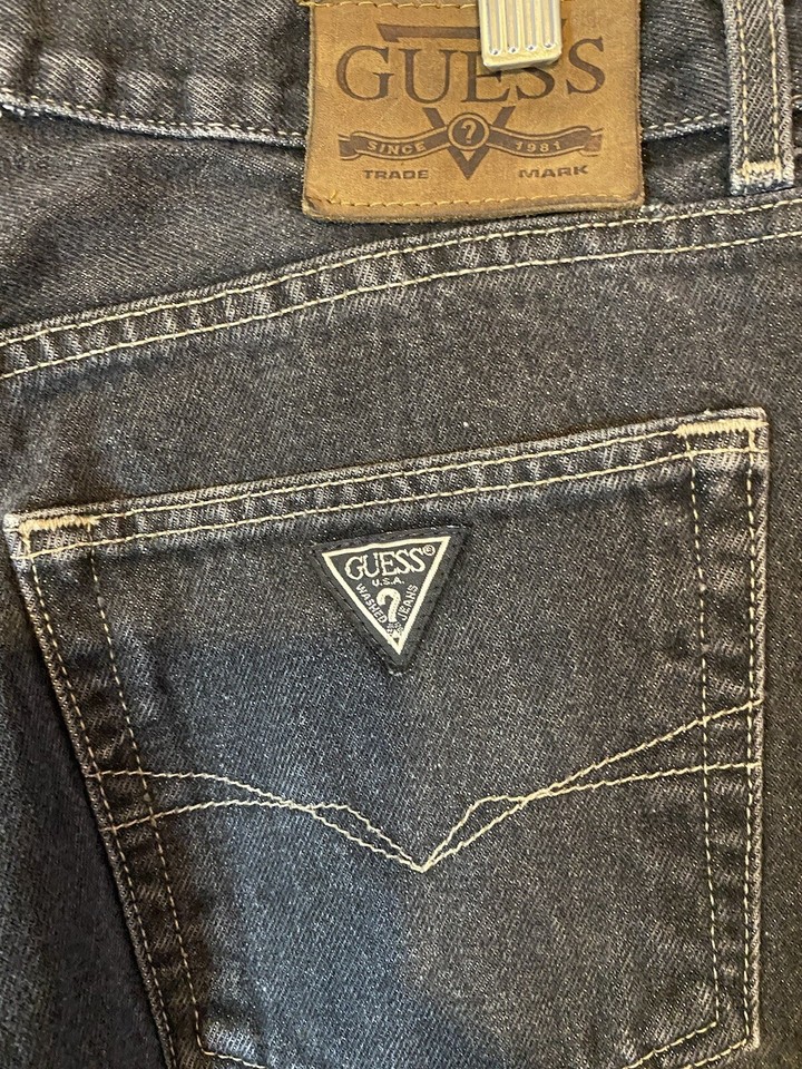 Guess Black Cotton Vintage Y2K Denim Jeans SZ 33X32 (30) MENS **READ