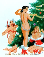 Pretty Women Decorating Christmas Tree 8.5x11" Photo Print Bill Randall Pinup