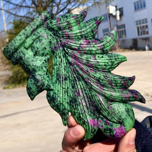231G Natural green ruby zoisite (anylite) nine tailed fox crystal healing - Picture 14 of 21