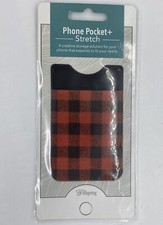 Cell Phone Pocket Stretch Lumberjack Red  Black Plaid Lycra Cards  Headphones