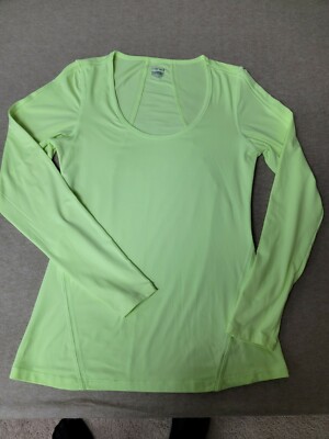 HIND Woman's Active Wear Size Small NEON YELLOW Long Sleeve Tee Athletic 