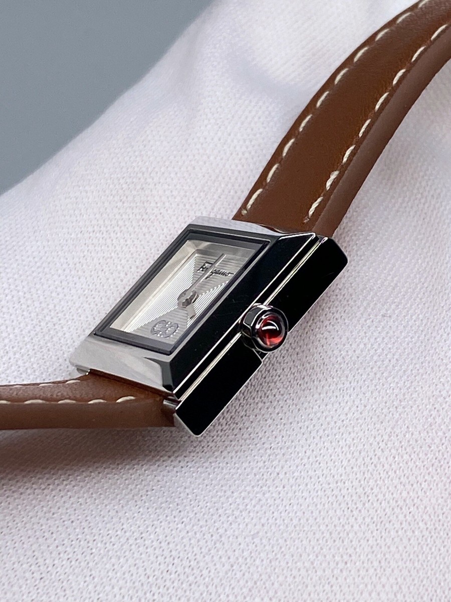 Ferragamo Square Brown Leather Strap Watch 19mm Ferragamo Women main image 3