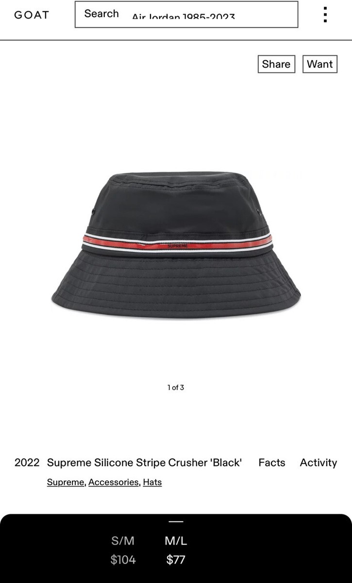 supreme Silicone Stripe Crusher hat ブラック supreme Silicone Stripe Crusher hat ブラック
