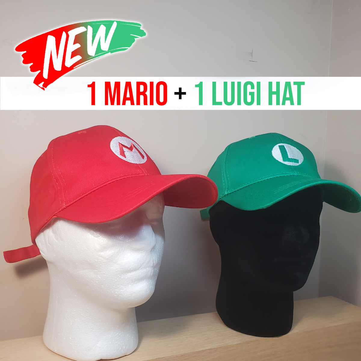 Mario Luigi hats (both) Super Mario Bros baseball cap Nintendo