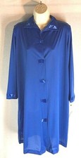Vintage Henson Kickernick robe sz S 100 Nylon Button Front Royal Blue NOS