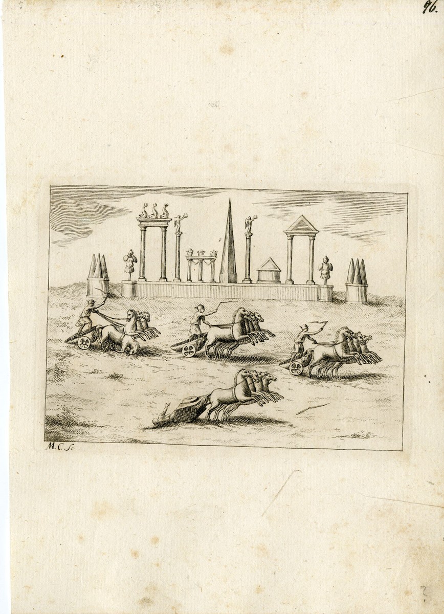 Antique Print-CHARIOT RACING-ANCIENT ROME-PL. 96-Bartoli-Carloni