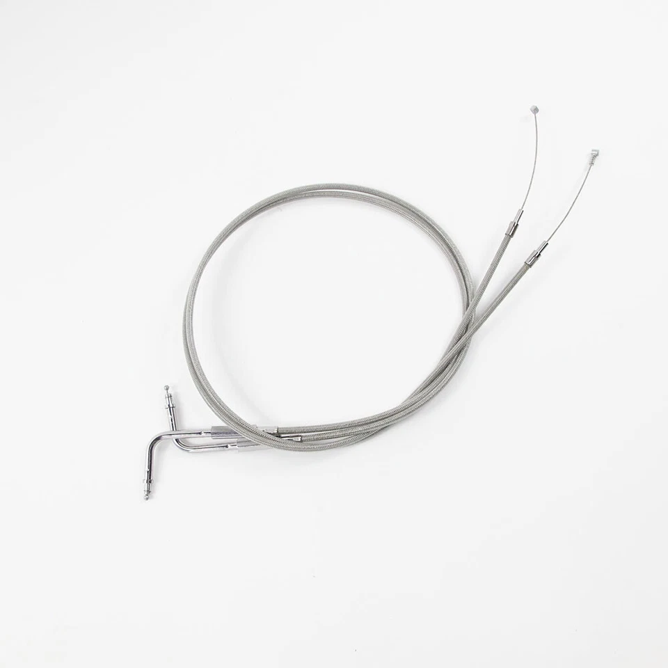 43" Braided Throttle and Idle Cables w/90 Degree Elbow for Harley Softail Dyna Foto 4 de 4