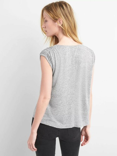 NEW Gap Womens Softspun Shirred Shoulders Muscle Tank Top Scoop Neck L LT Tall - Picture 8 of 8