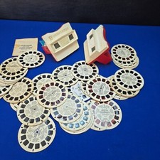 2 View-Master Viewer  40 Reel Lot Vintage Red/White GAF Love Bug Donald Batman
