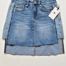 7 For All Mankind Kids Girls'/Kids Size 8 Skirt Blue Hi -Lo Denim Msrp 79.00
