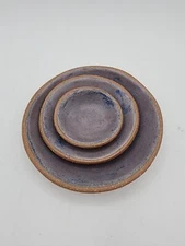 Studio Art Red Barn Pottery Set of 3 handmade Nesting Small serving Snack bowls