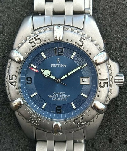FESTINA Men's Dive Watch WR 100M/330FT Nice Blue Dial New Battery  Installed. | eBay