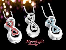 New Love Heart Infinity Crystal Cremation Urn Keepsake Ashes Memorial Necklace