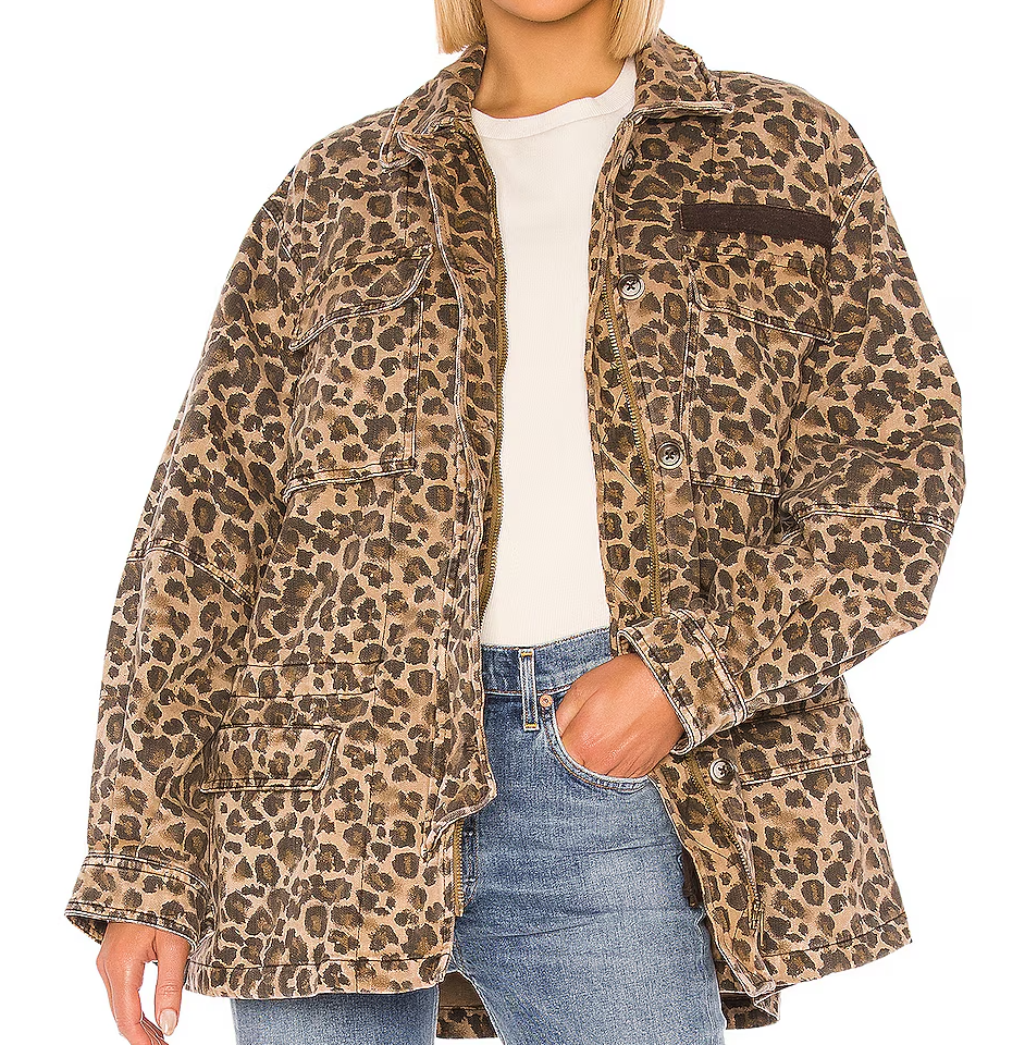 Free People Jacket Women's Medium Military Field Camo Leopard
