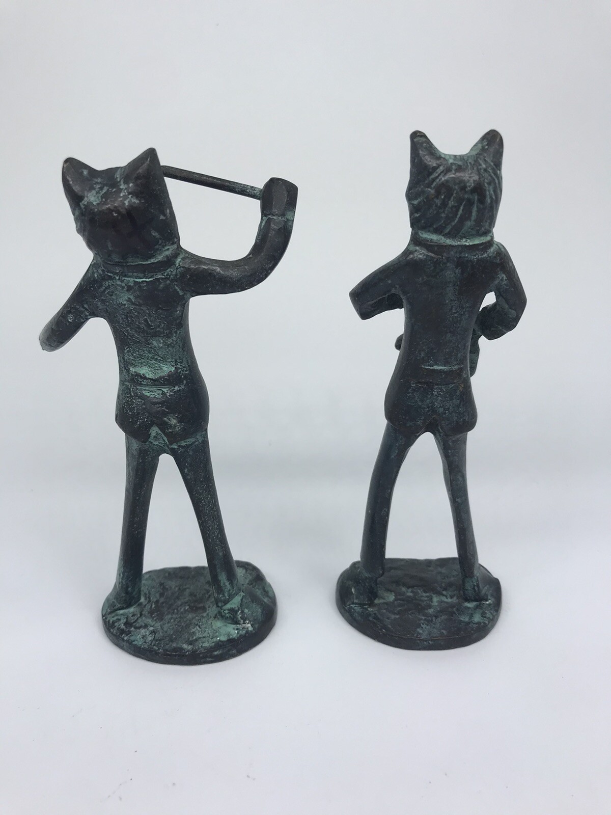 Vintage Pair of Brass Musical Cat Figurine Sculptures 5 1/2” eBay