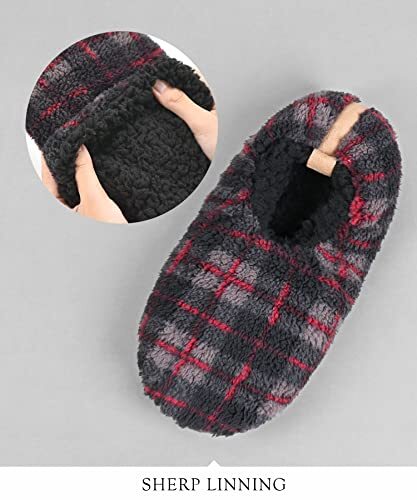Herren weiche Sohlen Hüttenschuhe Socken mit Greiflingen, kuschelig & warm 13-16 Gitter grau - Bild 4 von 8