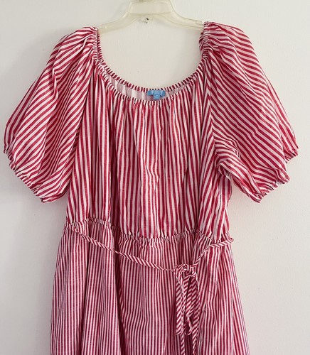 Draper James Women’s Red Long Tiered Cotton Dress Short Sleeves Flared Size 3X - Picture 3 of 10