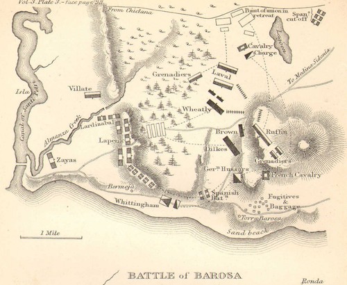 MAPA DE GUERRA PENINSULAR/PLAN DE BATALLA BATALLA ~ BATALLA DE BAROSA 5 de marzo de 1811 ~ - Imagen 2 de 2