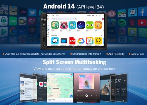 7" Android 14 4+64G Apple CarPlay GPS Navi TouchScreen Navigator Autoradio Radio - Bild 12 von 23