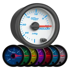 52mm GLOWSHIFT WHITE 7 COLOR LED MECHANICAL INTAKE VACUUM GAUGE METER