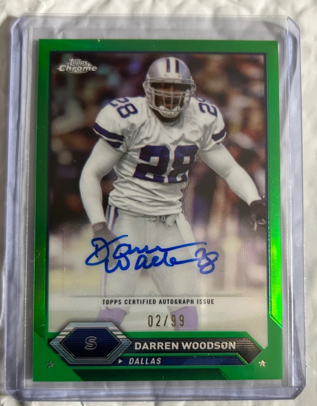 Darren Woodson 2023 Topps Composite Topps Chrome Green Auto Dallas Cowboys /99