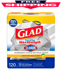 Glad ForceFlex Tall Kitchen Trash Bags With Clorox, Lemon Fresh Bleach Scent 13