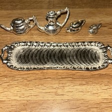 Vintage Miniature Tea and Coffee Service 5 Piece Set with Silver-Tone Finish 20